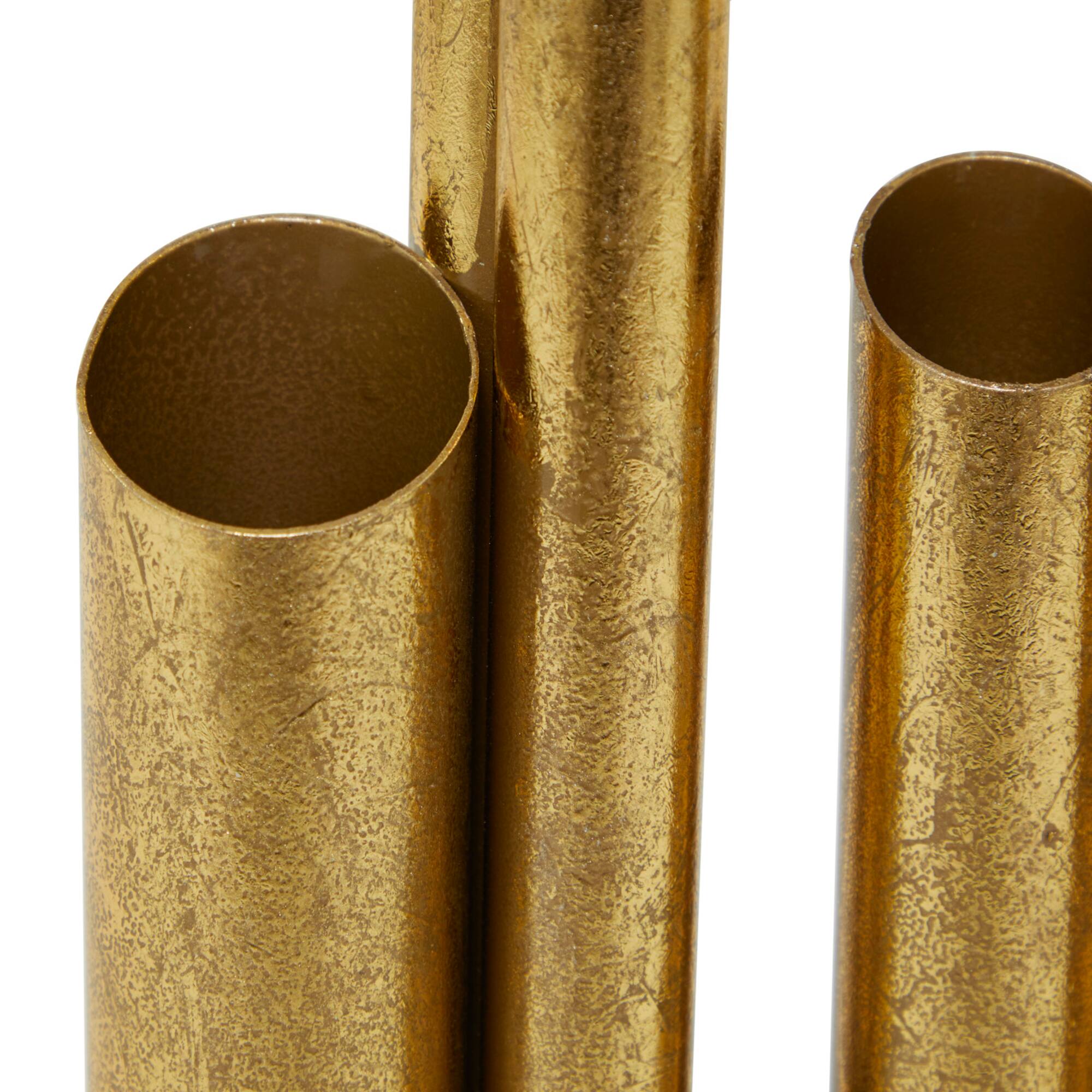 CosmoLiving by Cosmopolitan Gold Metal Organ Pipe Vase 11" x 3" x 14"